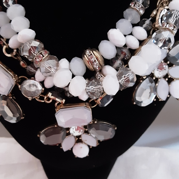 INC. Spectacular Gray & White Multi-Strand Statement Necklace - Picture 2 of 5